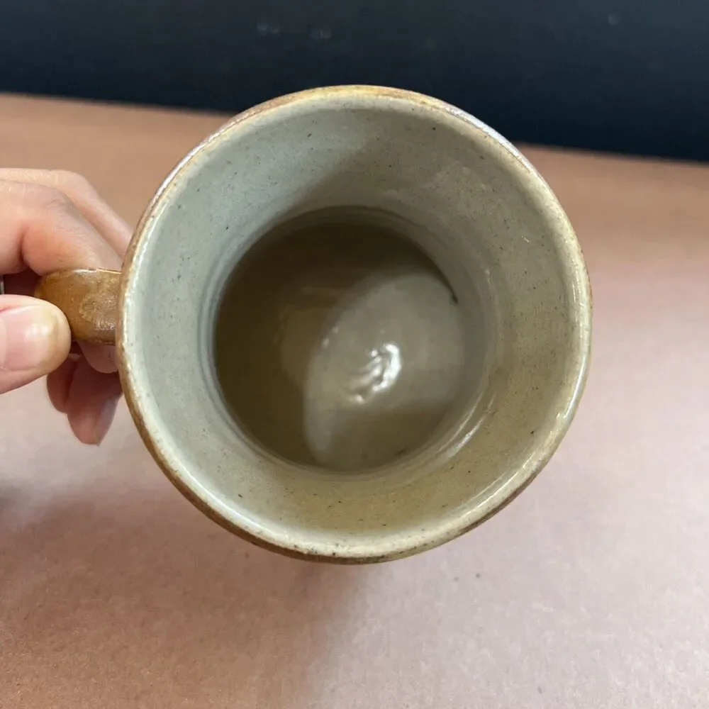 Handmade Pottery Coffee Mug With Floral And Butterfly Glaze Artwork